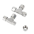 304 Stainless Steel Forging High Pressure Smooth Tees 1/8" 1/4" 3/8" 1/2" 6mm 8mm 10mm 12mm Double Ferrules Compression