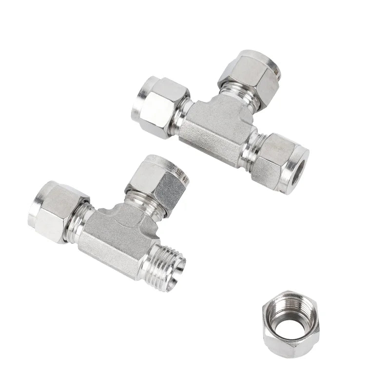 304 Stainless Steel Forging High Pressure Smooth Tees 1/8" 1/4" 3/8" 1/2" 6mm 8mm 10mm 12mm Double Ferrules Compression