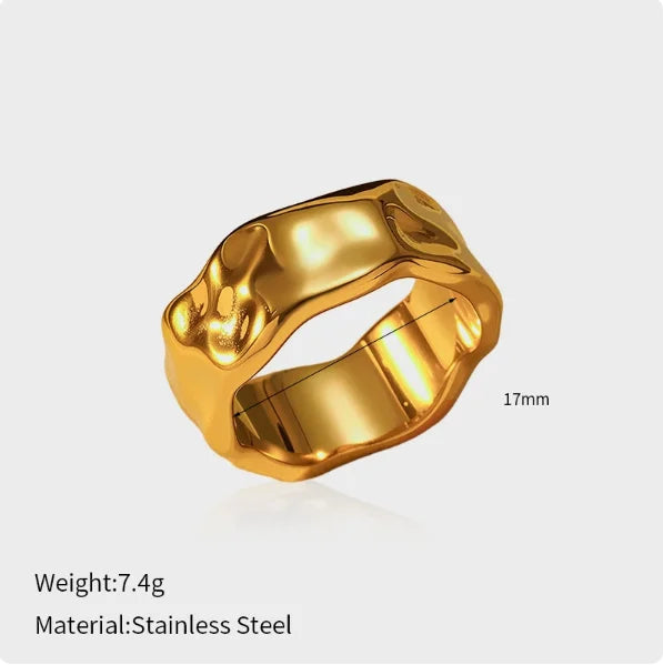 European and American Fashionable and Personalized Gold Plated Stainless Steel Geometric Ring for Women MegaBDM
