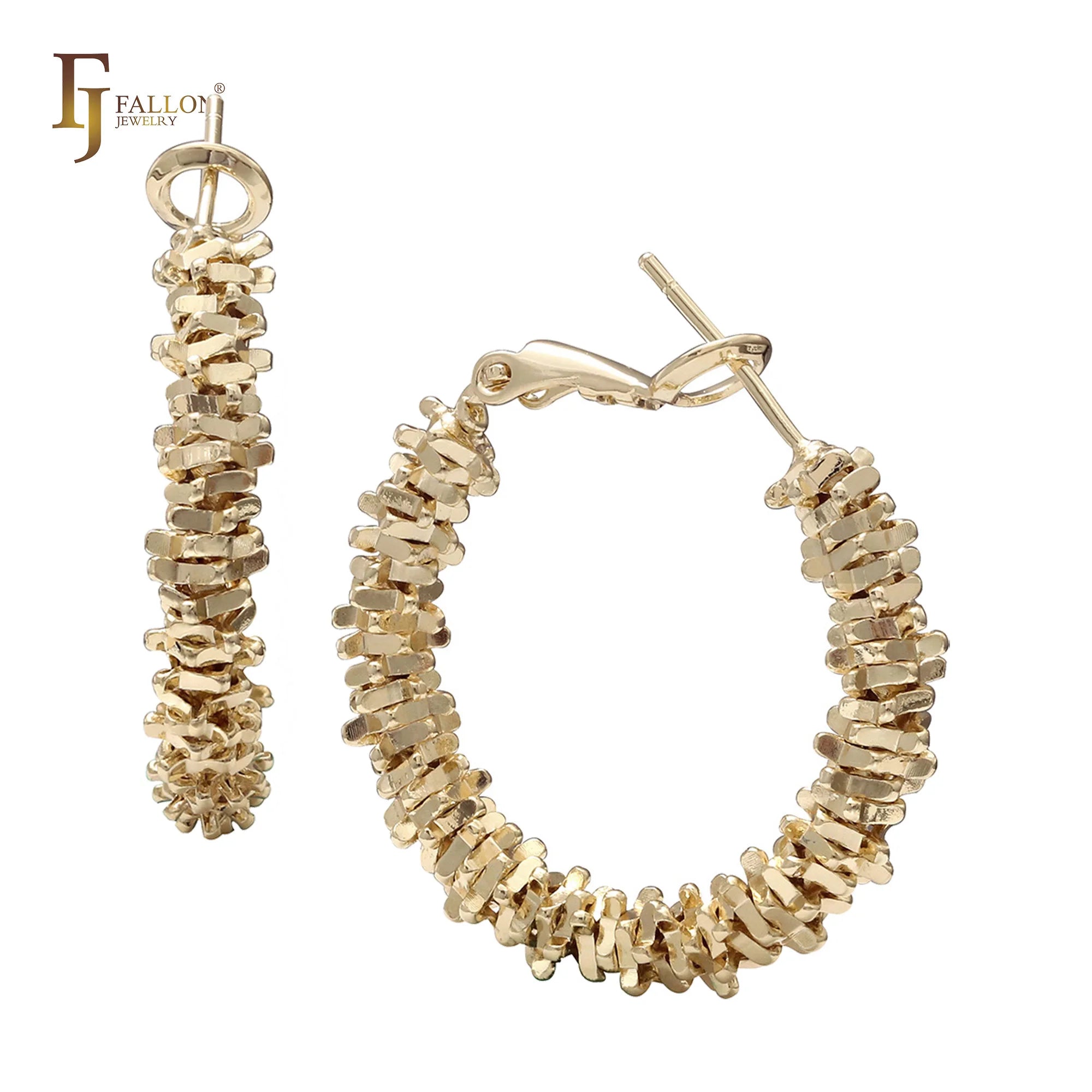 FJ Fallon Fashion Jewelry Spiky Magarita Hoop Earrings Plated in 14K Gold Brass Based