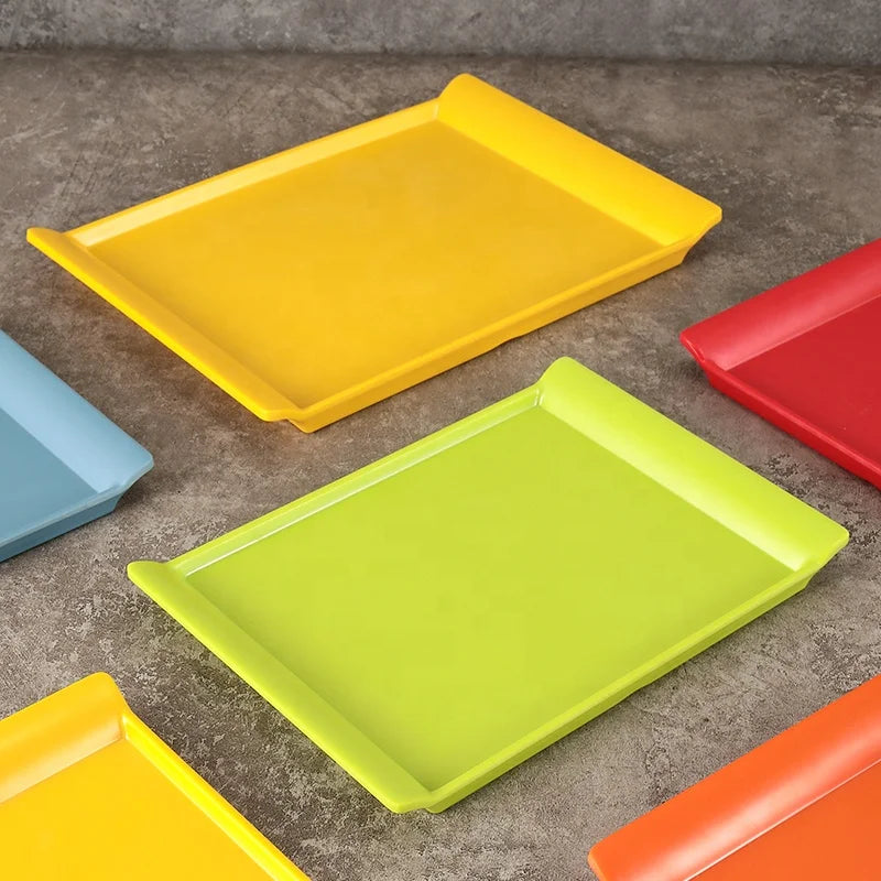 Colored Melamine Dinnerware Hotel Welcome Tray Pp Food Serving Luxury Custom Logo Melamine Plates Tray