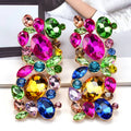 Kaimei Fashion Jewelry Luxury Boho Multicolored Crystal Earrings Rhinestone Drop Earrings Wedding Statement Earrings Accessories