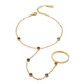 Customizable Stainless Steel Women's Jewelry Set-Fashionable Waterproof Gold Plated Ring Bracelet Featuring Diamond Zircon Main