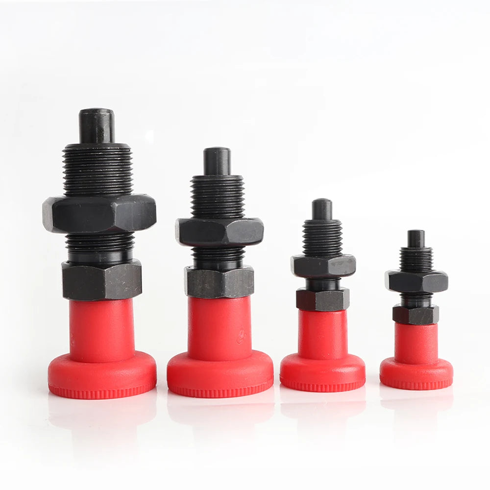 VEICH VCN220 Red Plastic Knob Stainless Steel Indexing Plunger Fine Thread Black Oxide Surface Treatment Return Type M10-M20