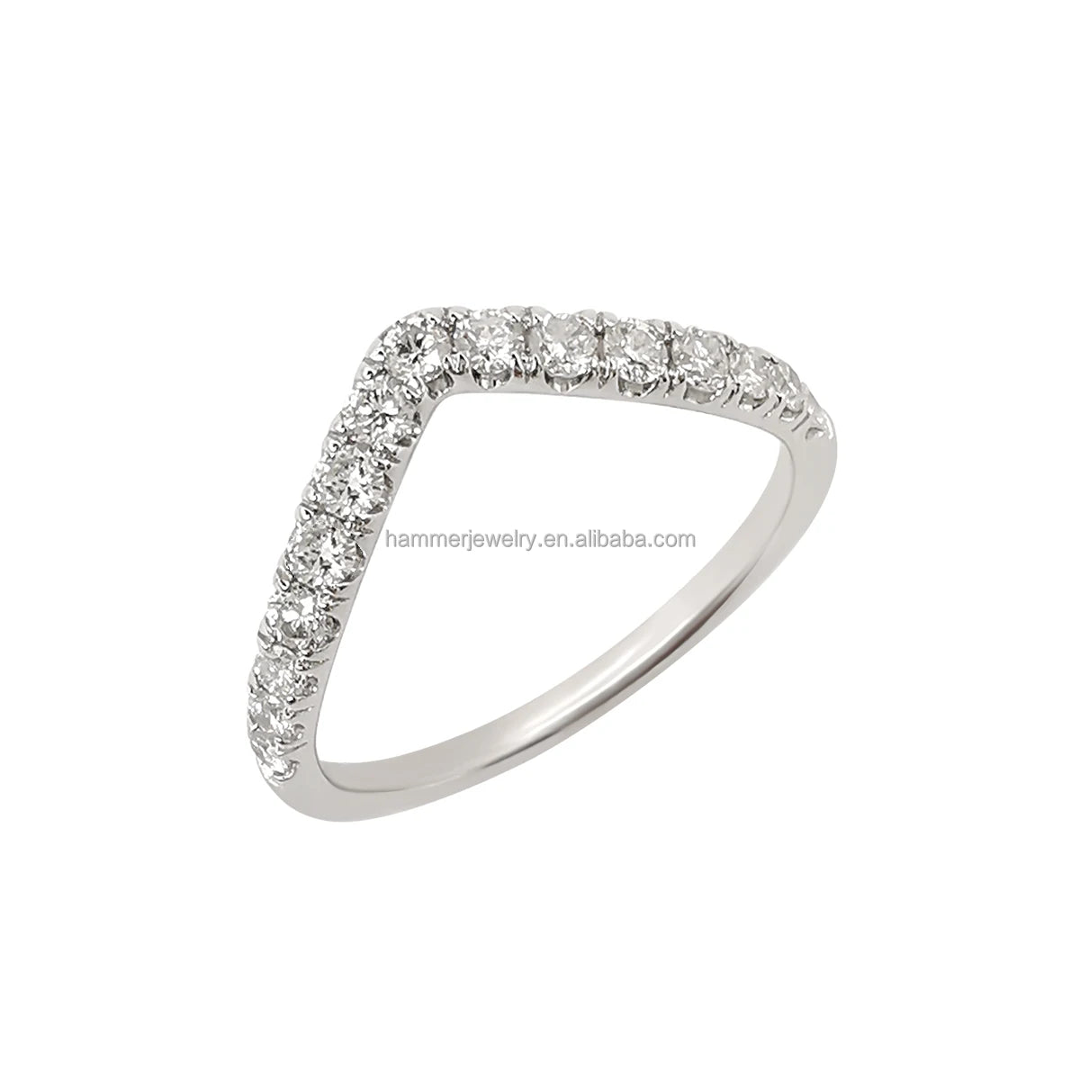 18K Soild Gold V Shape Moissanites Wedding Rings Couple Set White Gold  Wedding Rings