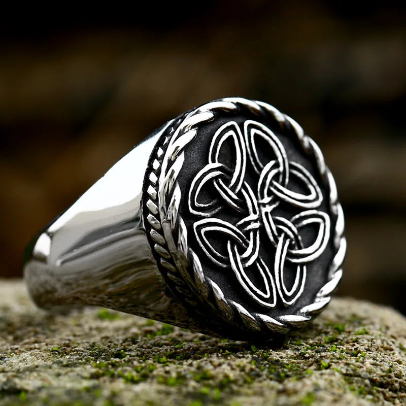 SS8-985R Stainless Steel Nordic Celtics Knot Odin Ring for Men Special Design High Polished Jewelry