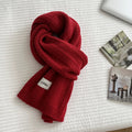 OEM Custom Korean Style TWILL Knit Scarves Design Casual Trendy Red Navy Grey Color the Couples Winter Knitted Scarf