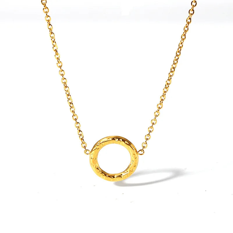 Circular Stainless Steel Women Jewellery Necklace Ring Earrings Bracelet Luxury Gold Plated Jewelry Sets