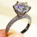 Huitan Custom Wholesale Fashion Bridal Jewelry Women Eternity Band Cubic Zirconia Sparkle Diamond Silver Plating Wedding Ring