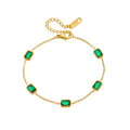 Nabest Gold Plated Rectangle Emerald Bracelets Waterproof Jewelry Women Stainless Steel Chain Zirconia Bracelets