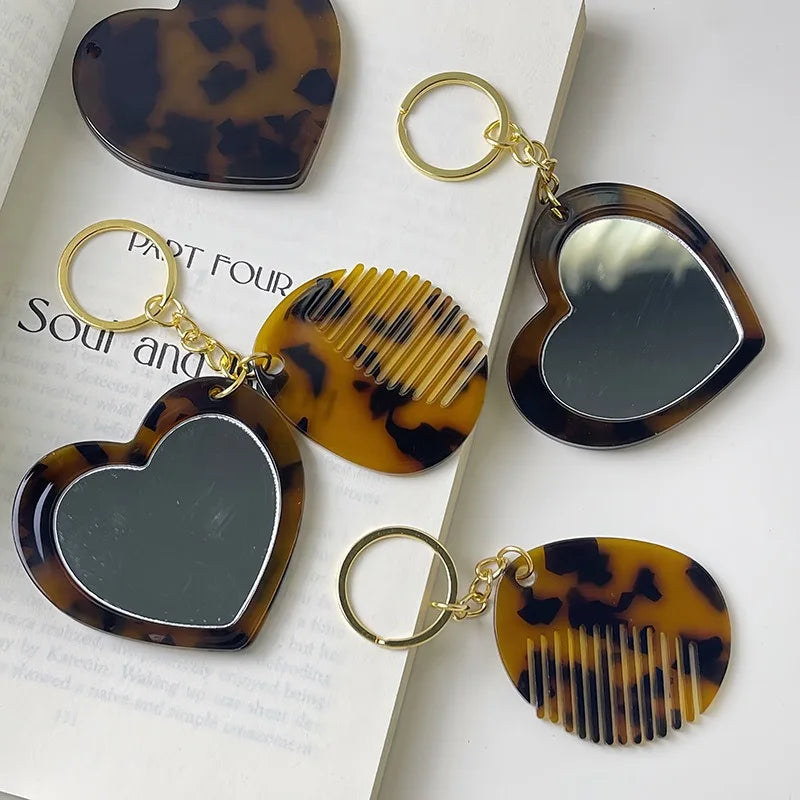 Customized New Love Acetate Mirror Comb Set Wholesale Portable Acetate Hair Combs for Women