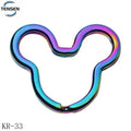 Rainbow Plated Garment Accessory Metal Ring Wholesale Shaped Split Ring Chain Cartoon Design Brand Metal Adjustable Rings