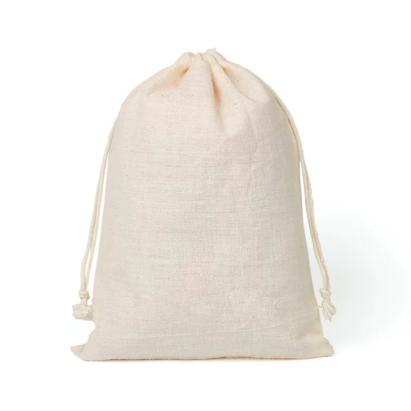 Canvas Gift Drawstring Bag Recycled Cotton Canvas Dot Pattern Custom Size Promotional Gift Offset Printing Customized Color