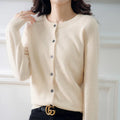 Women Wool Cardigan Casual Anti-Pilling Solid Knitted 12gg Sweater Covered Button Winter Warm Tops