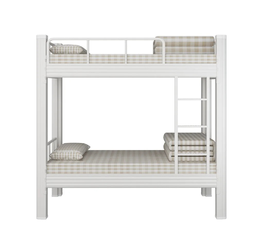 Modern Without Screws Black Metal Double Bunk Bed Frame Safety Rails Storage for Adult Hostels Teenagers Bedroom