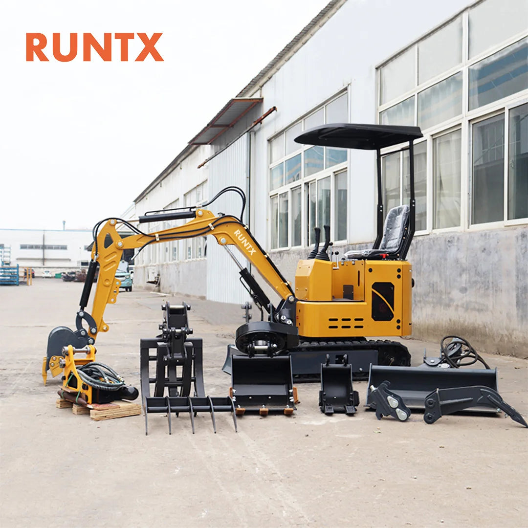 RUNTX Factory Price 1.2 Ton Hydraulic Crawler Excavator with Optional Attachments