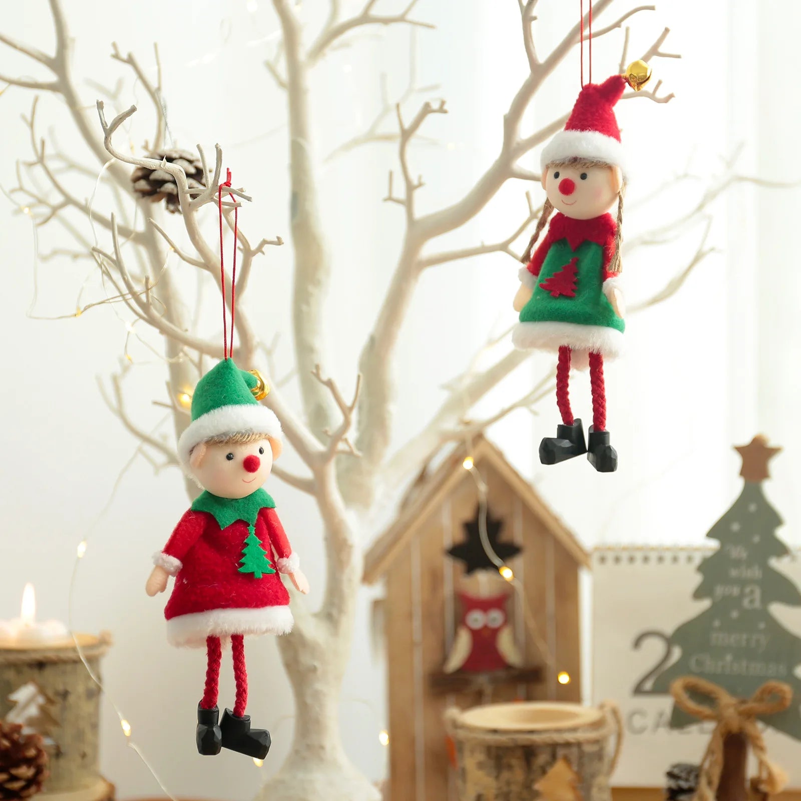 Merry Christmas Xmas Tree Hanging Boy Girl Elves Kids Gift Christmas Elf Doll Angel Pendant