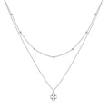 925 Sterling Silver Double Layer Clover Necklace Lucky Charm Chain Friendship Gift for Women Dainty Layered Jewelry SCN481