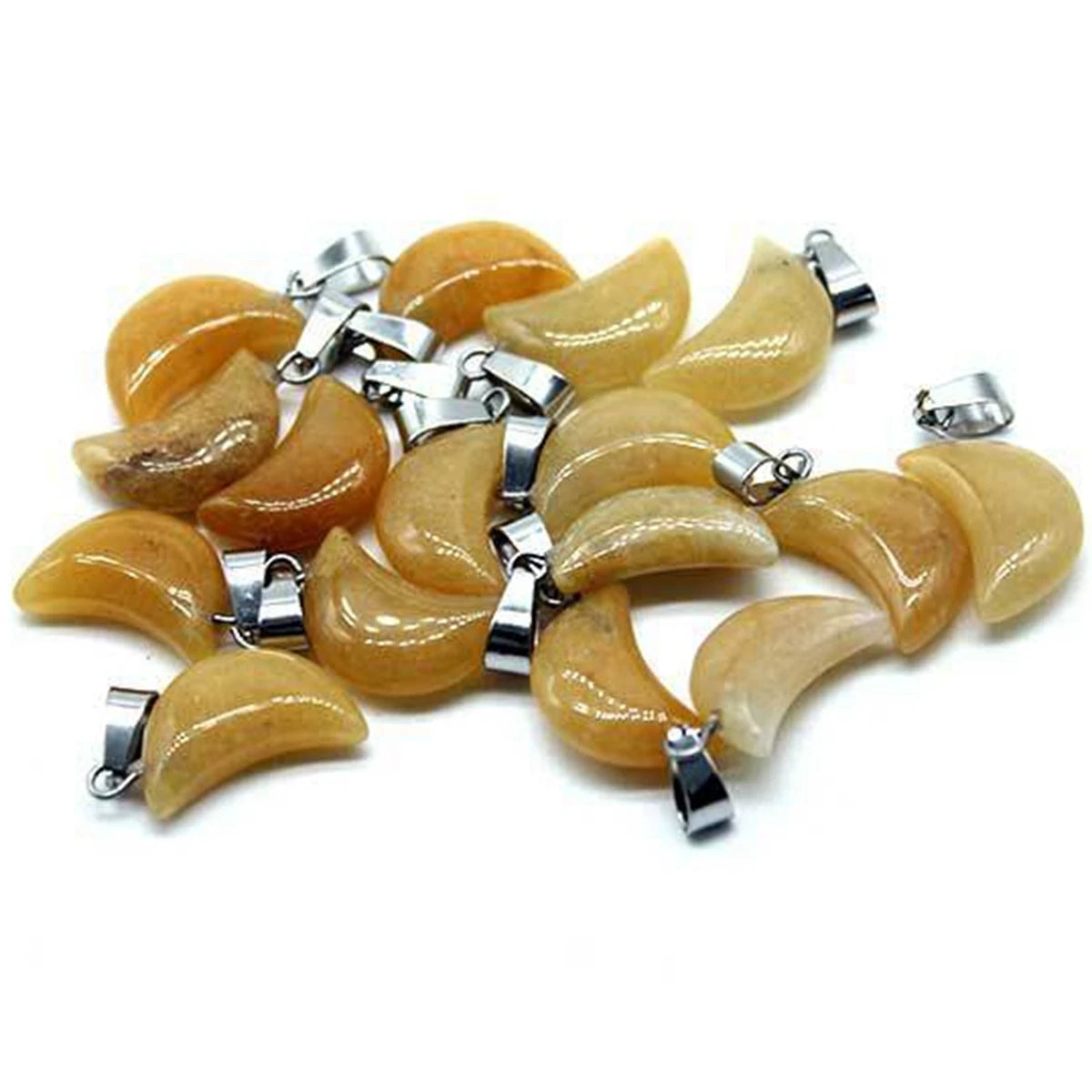 Wholesale Natural Yellow Jade Moon Necklace Pendant Diy Jewelry Making Earring Jewelry Accessories