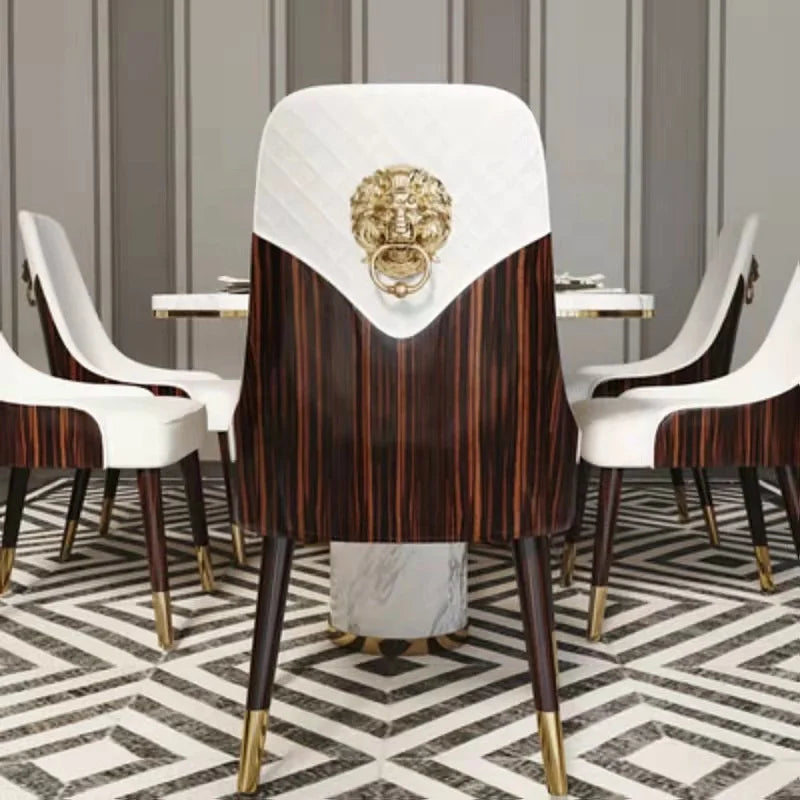 European Design Luxury Dining Chair White Genuine Leather Modern Dining Room Chair Dining Room Furniture Kitchen Chairs