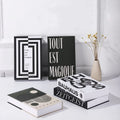 Fashion Living Room Foldable Empty Faux Dummy Fake Books Box Book Decor Bauhaus Modern Art Stripe Black and White Home Decor
