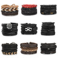 Hot Selling Men's Beaded Leather Bracelet Fashion Braided Combination Bracelet Set Now