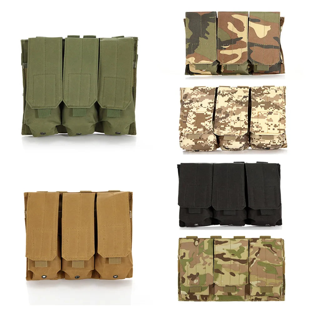 Triple MOLLE Magazine Pouch 5.56 Tactical 3 Mag Holder for Paintball/Hunting/EDC Universal Ammo Carrier