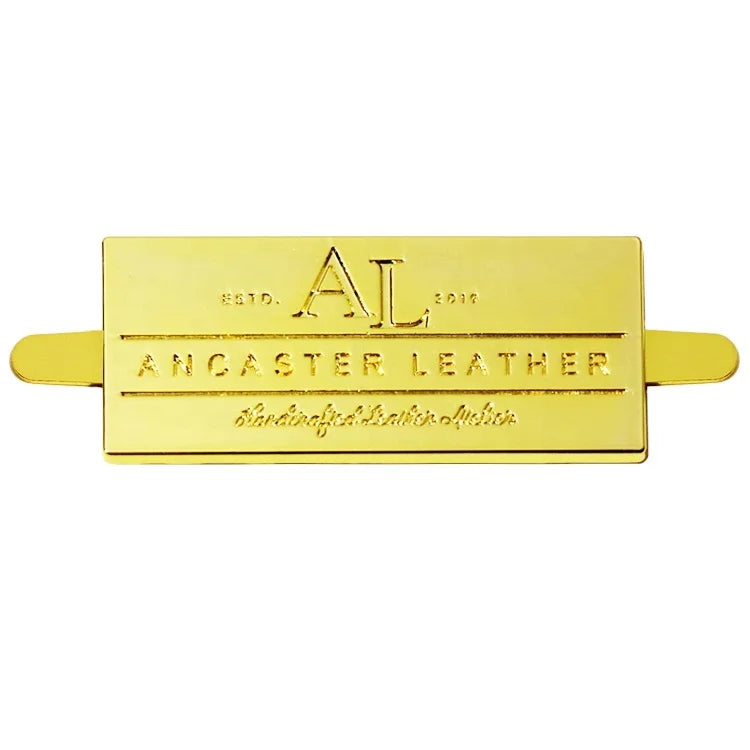 Rectangle Shape Leather Bags Metal Engraving Plate Handbags Hardware Metal Gold Logo Brand Label for Wallet