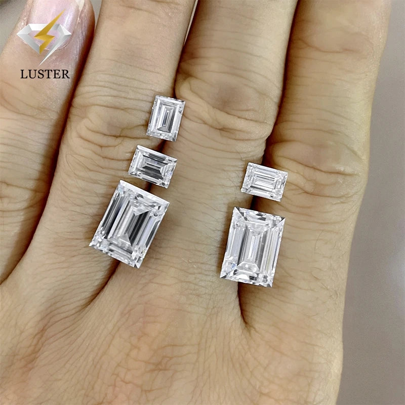 LusterFactory Wholesale D Color VVS Baguette Cut Lab Grown Synthetic Loose Moissanite for Jewelry Making.