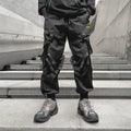 LAYENNE Workwear Black Cargo Pants for Men Trousers Tapered Streetwear Men Track Cargo Pants Stretch Elastic Waist Drawstring