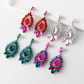 Elegant Vintage Long Diamond Chandelier Earrings Color Rhinestones Teardrop Dangle Earrings for Women