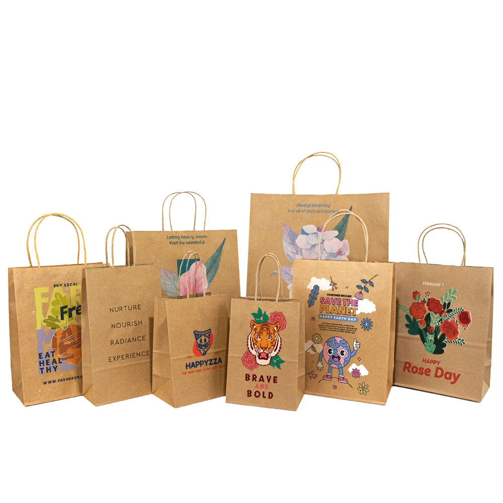 New Arrival China's Hot Selling Brown Kraft Paper Specialty Food Shopping Bags with Handle Personalized