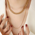 Personalized Double Layer Thick and Thin Cuban Chain Stacked Wear Stainless Steel Jewelry for Ladies Waterproof