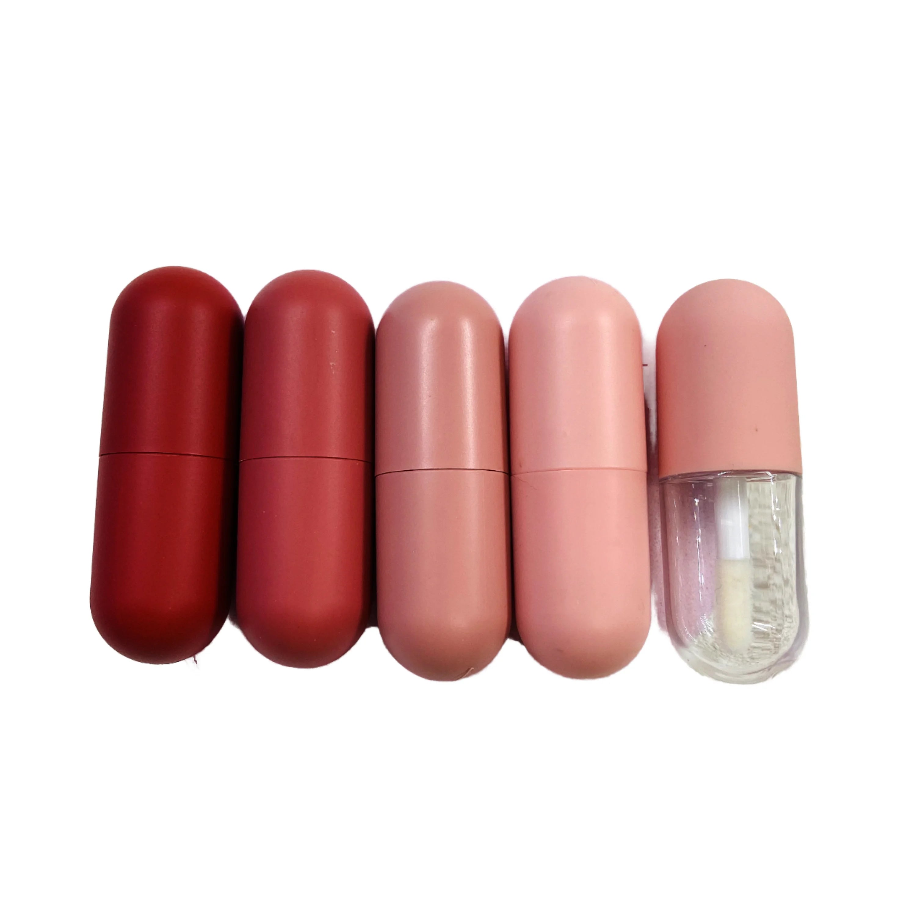 5ml Mini Capsule Shaped Lip Color Tube Lip Glaze Cosmetic Packaging Plastic Material Screw Cap for Screen Printing Lipstick Tube