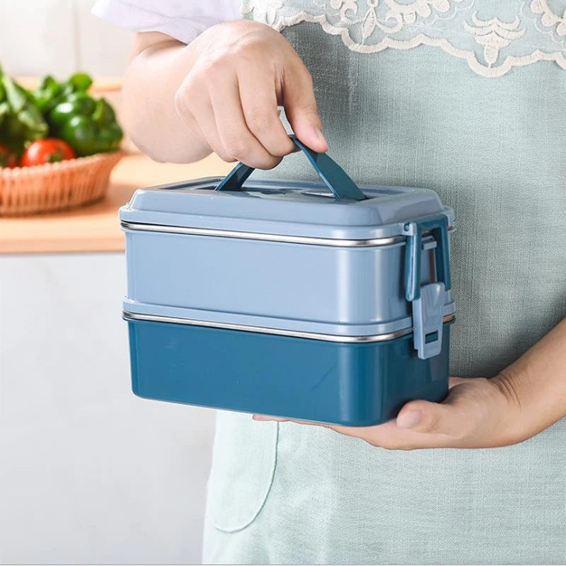 New Design 2Layer Large Capacity Food Storage Container Stainless Steel Lunch Box