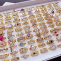 Trendy Gold Plated Mixed Wholesale Ring Zircon Micro Set Zircon Bulk Personality Ring Vintage Copper Ring