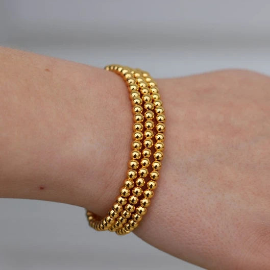 Stainless Steel Beaded BraceletNon Tarnish Waterproof BraceletStackable Stretch Bracelet