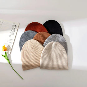Pure Knitted Beanie Hats Wool Minimalist New European American Pullover Merino Wool Beanie Hat