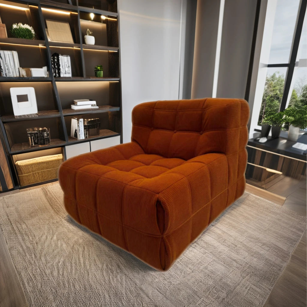 Monico Luxury Velvet Tufted Single Floor Chair Modern Nordic Design Reclining Feature for Hotels Living Rooms Movies Villas