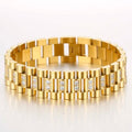KALEN Hip Hop CZ Gold Silver Titanium Stainless Steel Biker Belt Bracelet for Men