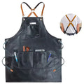 Custom Logo PU Soft Faux Leather Apron with Suitable for Barber Car Wash Gardening Auto Repair Pocket Tool Apron