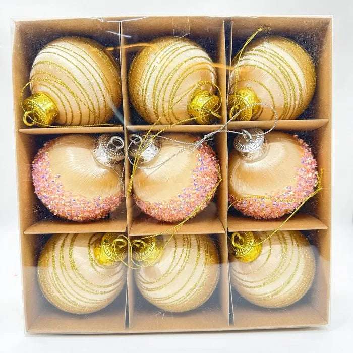 8cm/9pcs OEM Brand Christmas Ball Ornament Set for Tree Decor Foam Surface for Hanging Decorations China