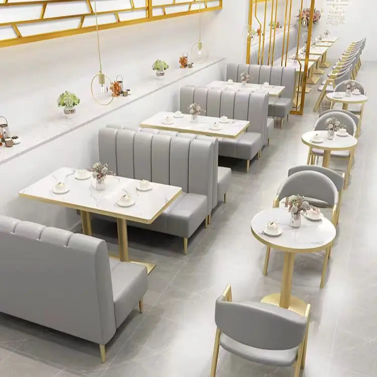 Customized Western Food Cafe Wall Sofa Net Red Dessert Snacks Burger Baking Milk Tea Store Table and Chair Combination