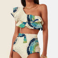 2023 New Double Layer Large Ruffle Bikini One Shoulder Swimwear Chiffon Skirt Swimwear