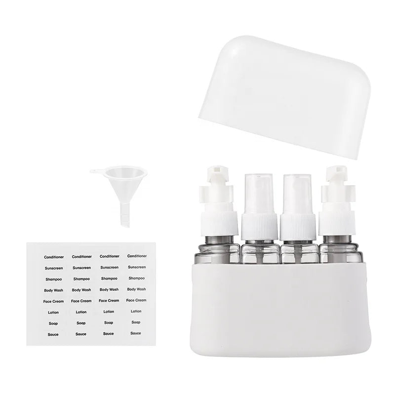 Light Grey 50ml 4-in-1 Plastic Pump Bottle Set for Lotion and Spray Convenient  Portable Travel Kit with Practical