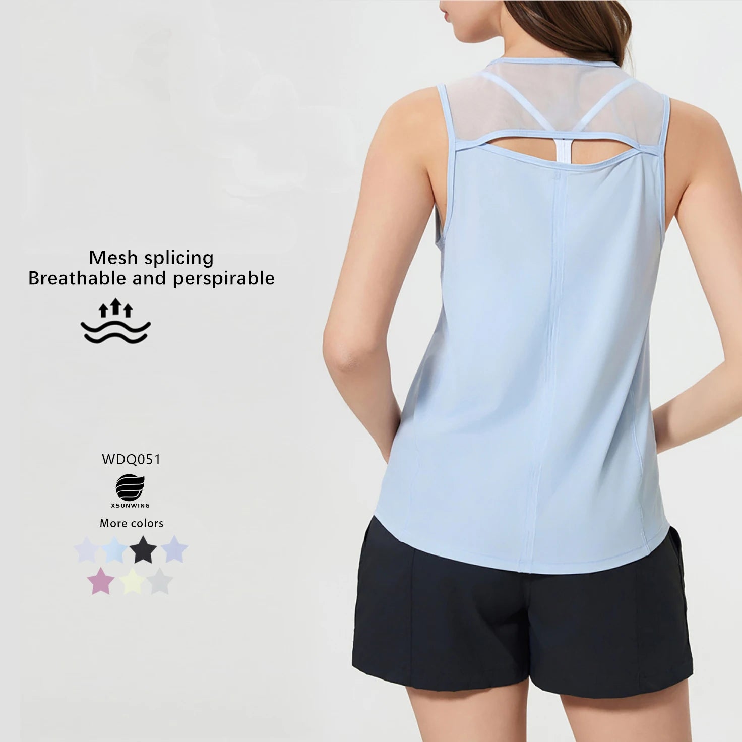 Xsunwing Wholesale Athleisure Women Sports Yoga Tops Lightweight Workout Ladies Sportswear Vest Gym Wear Women Tank Tops WDQ051