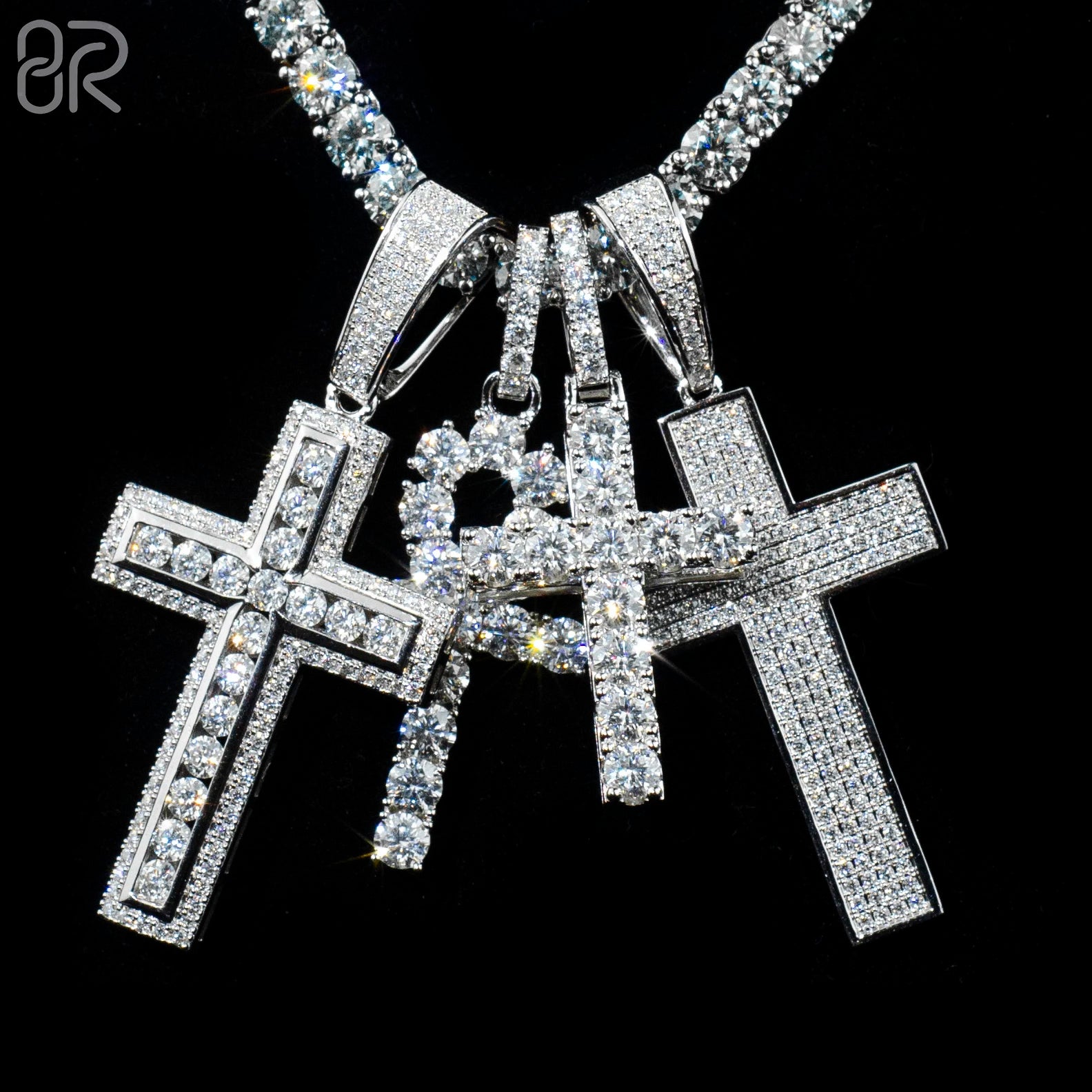 Factory Wholesale Ankh Cross Moissanite Diamond Pendant Pass Diamond Tester 925 Sterling Silver VVS Hip Hop Men Women Jewelry