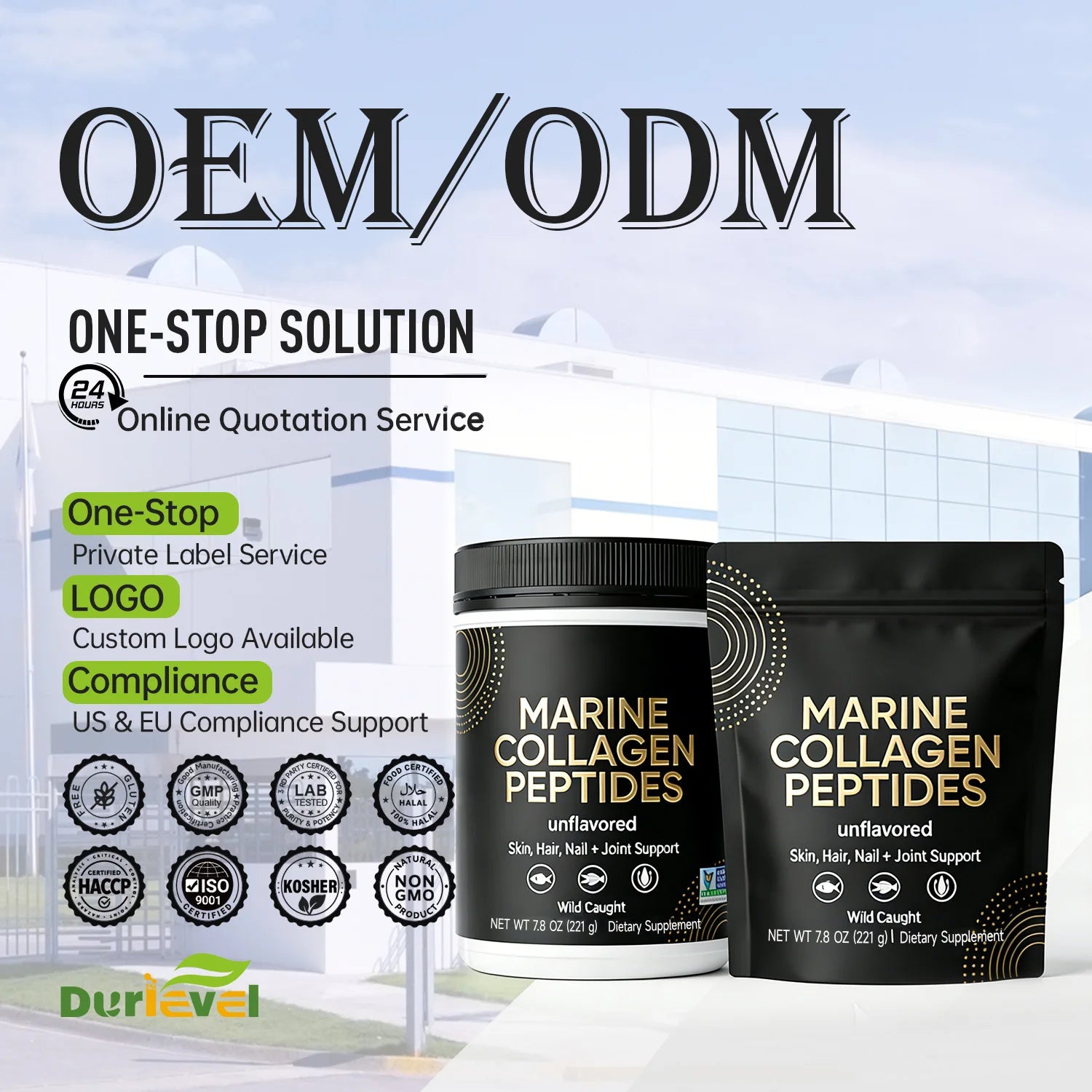 HACCP NSF ISO GMP Certified Marine Collagen Peptides From Cod Protein Private Label Custom Branding Solutions Service Full