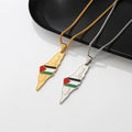 Manufacturer Stainless Steel Palestine Map Chain Necklace Enameled 18K Gold Plated Enamel Palestinian Flag Pendant Necklace