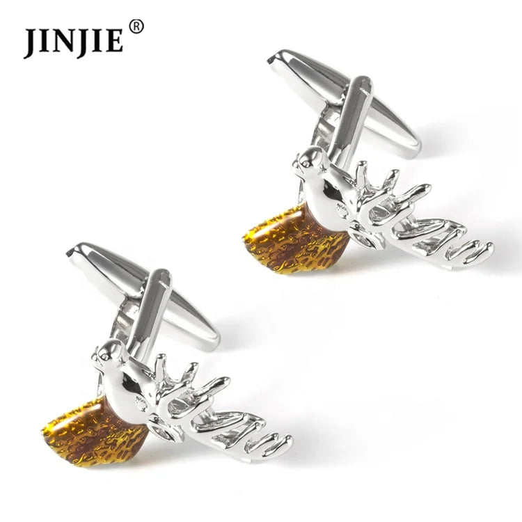 JINJIE Ready to Ship Men Fashion Novelty Style Animal Deer Head Cufflinks for Men Wholesale